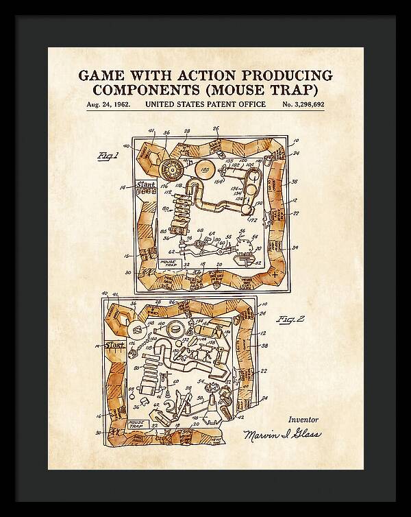 Game With Action Producing Components Mouse Trap Watercolor Patent Us3298692a