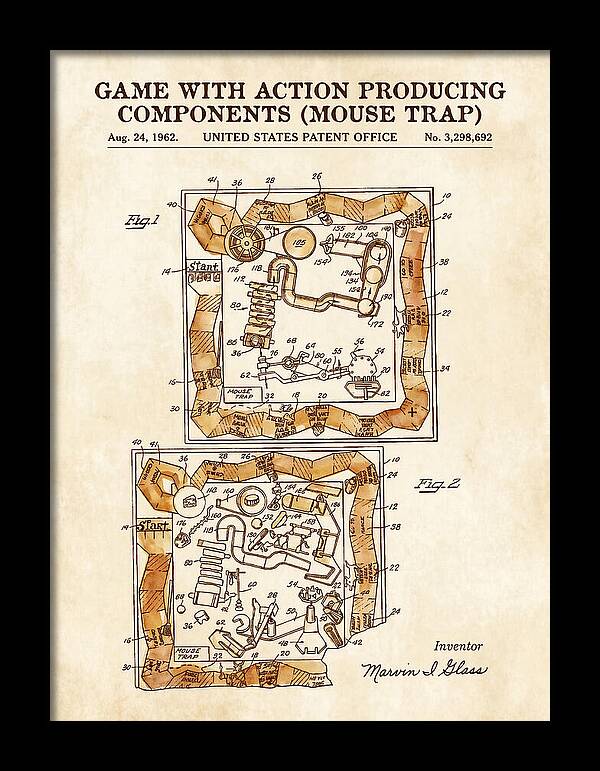 Game With Action Producing Components Mouse Trap Watercolor Patent Us3298692a