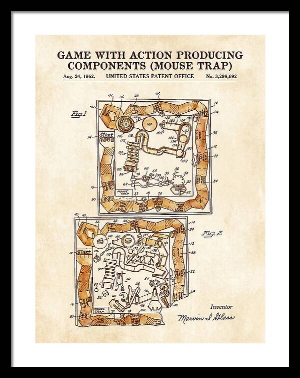 Game With Action Producing Components Mouse Trap Watercolor Patent Us3298692a