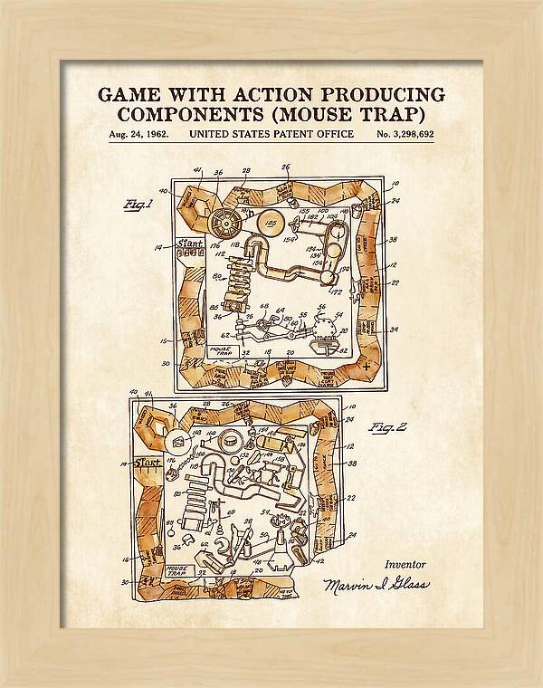 Game With Action Producing Components Mouse Trap Watercolor Patent Us3298692a