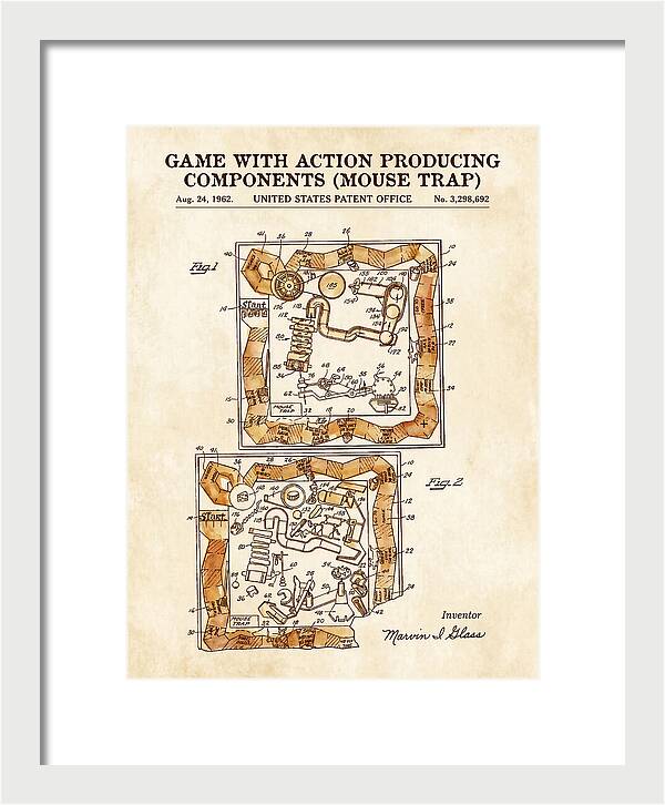 Game With Action Producing Components Mouse Trap Watercolor Patent Us3298692a