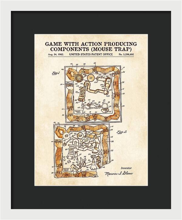 Game With Action Producing Components Mouse Trap Watercolor Patent Us3298692a