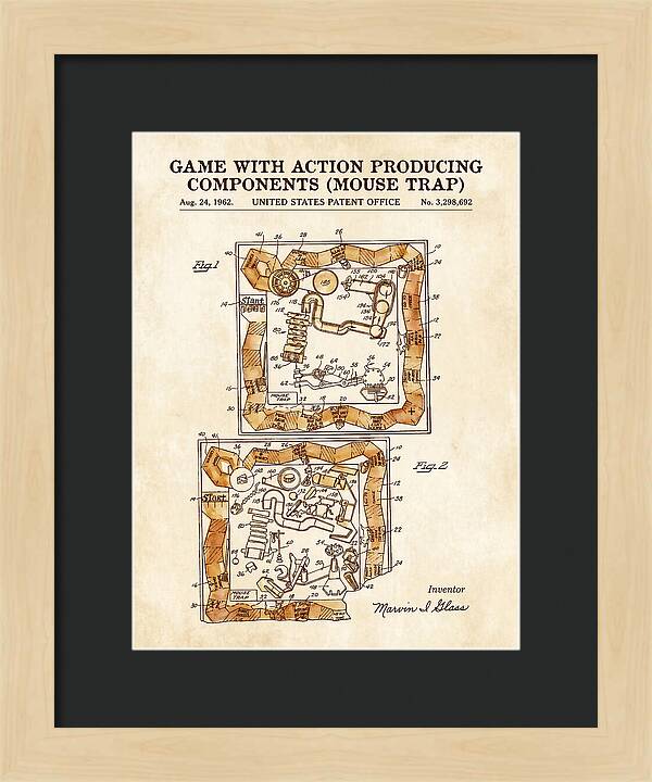 Game With Action Producing Components Mouse Trap Watercolor Patent Us3298692a