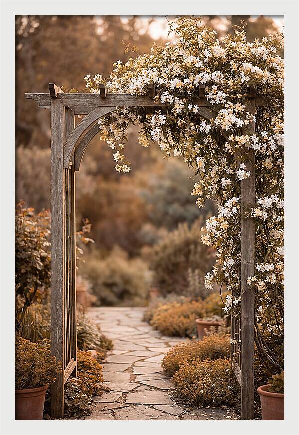 Garden Arch Adorned With Jasmine