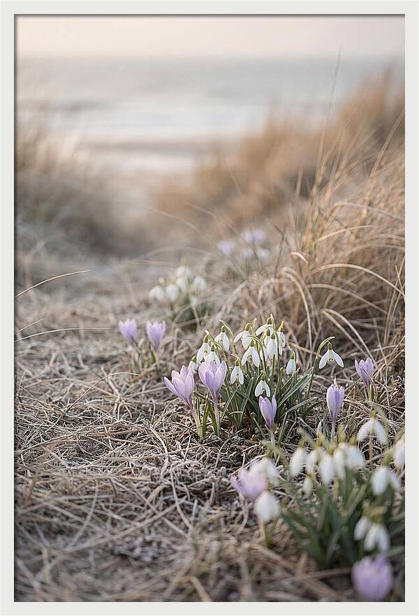 Garden Awakening With First Crocus