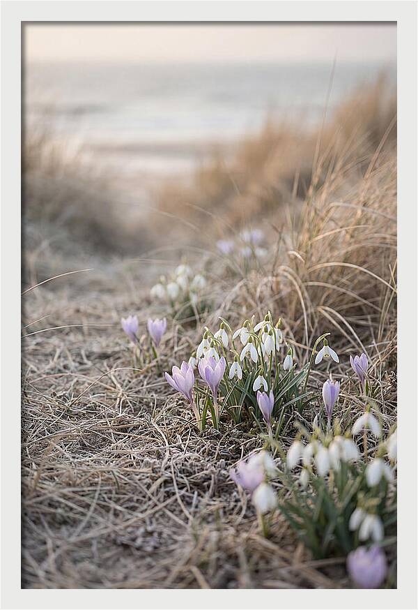 Garden Awakening With First Crocus