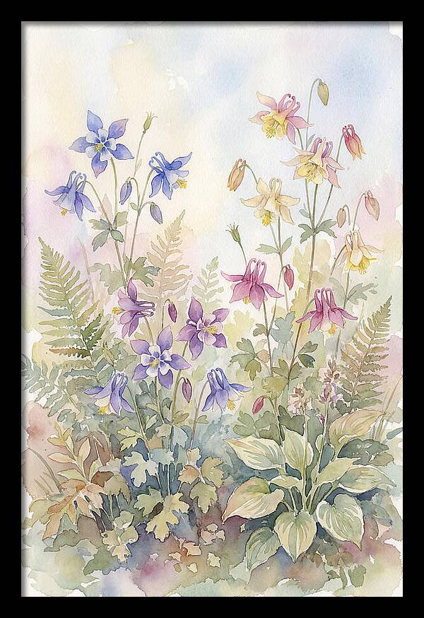 Garden Bed Of Mixed Columbine