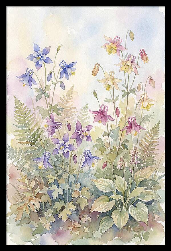 Garden Bed Of Mixed Columbine