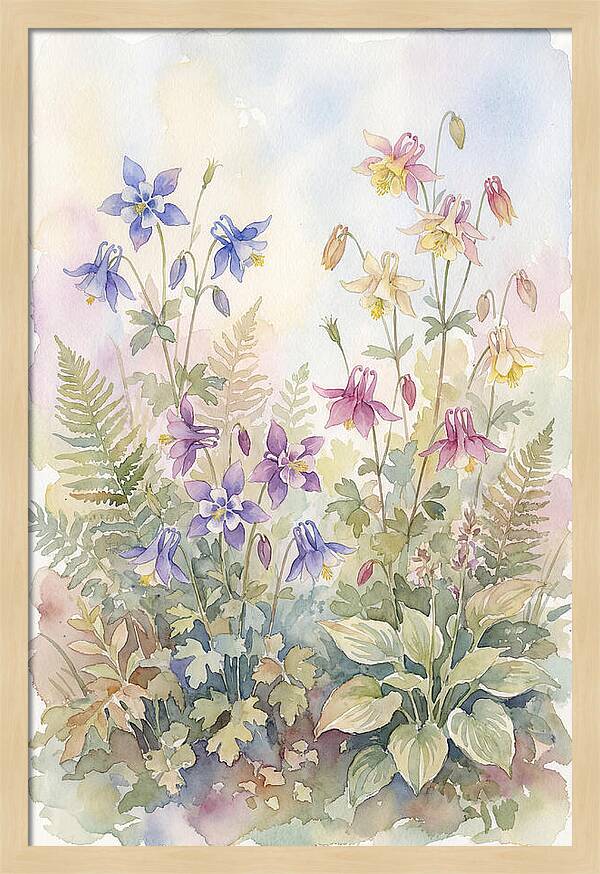 Garden Bed Of Mixed Columbine
