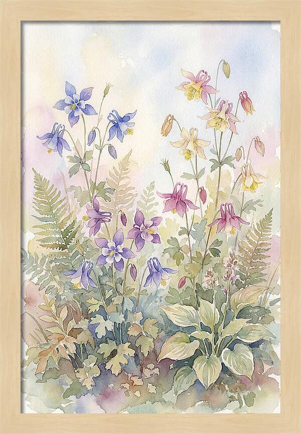 Garden Bed Of Mixed Columbine