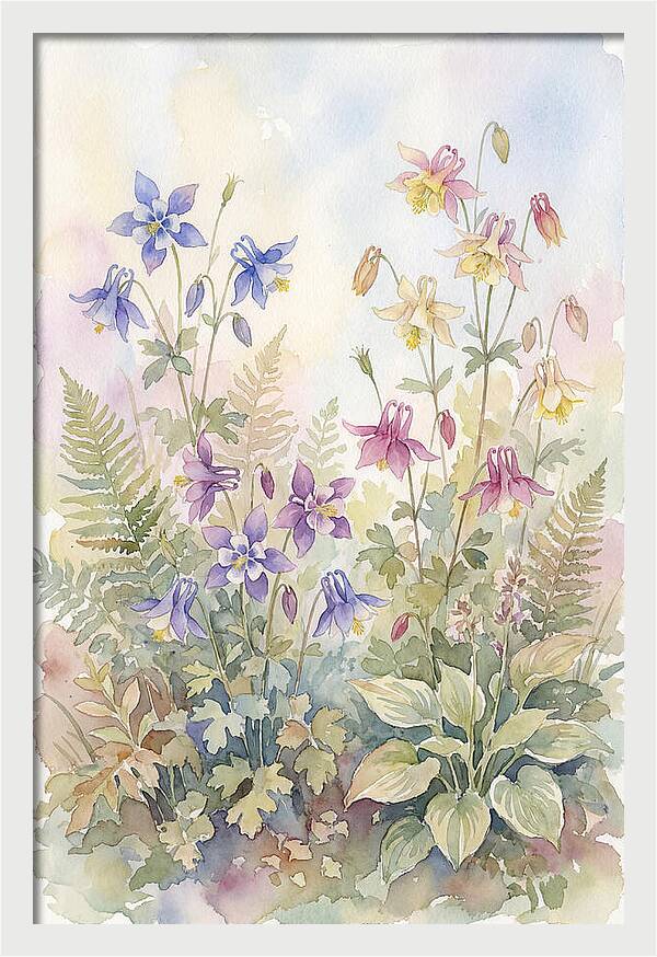 Garden Bed Of Mixed Columbine