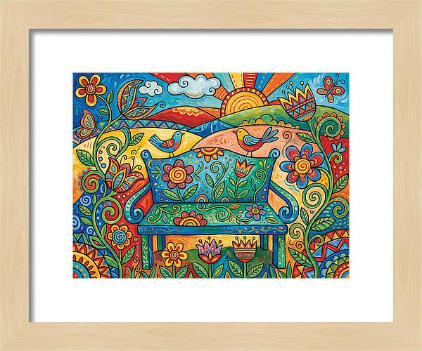Garden Bench In A Colorful Landscape