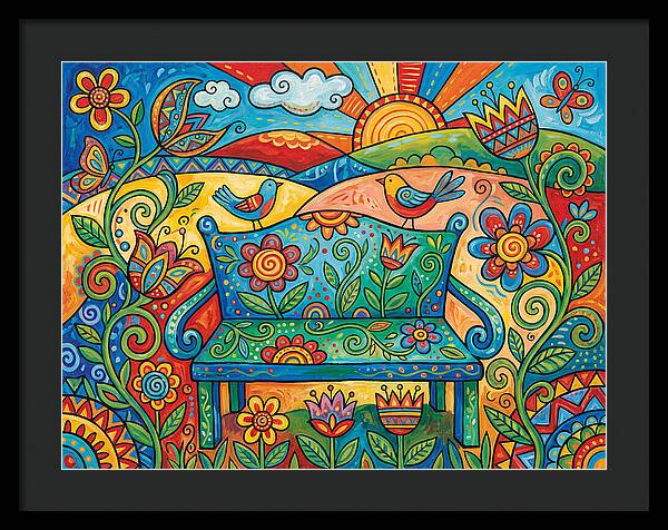 Garden Bench In A Colorful Landscape