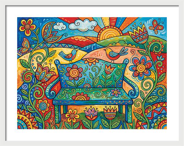 Garden Bench In A Colorful Landscape