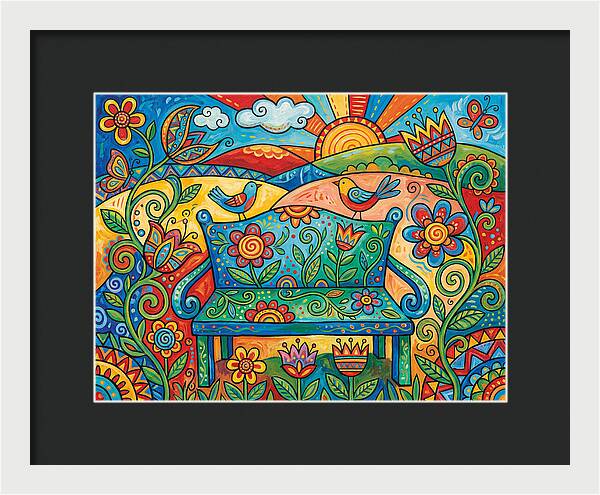 Garden Bench In A Colorful Landscape