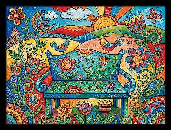 Garden Bench In A Colorful Landscape