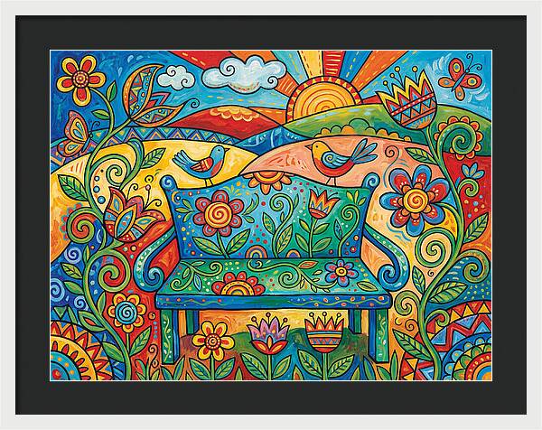 Garden Bench In A Colorful Landscape