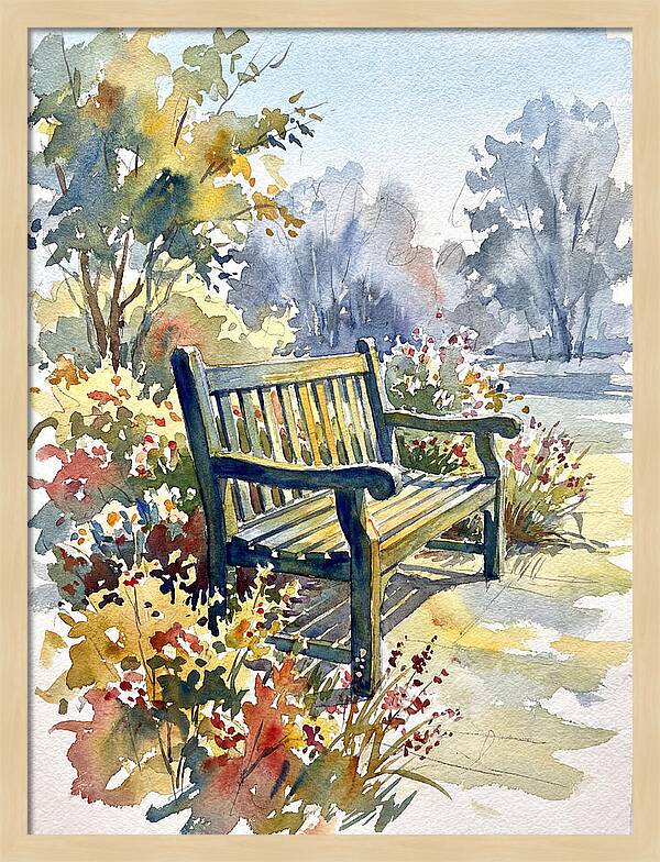 Garden Bench In Bloom