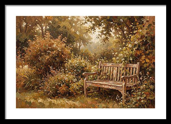 Garden Bench Nestled In Greenery