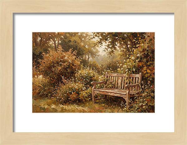 Garden Bench Nestled In Greenery