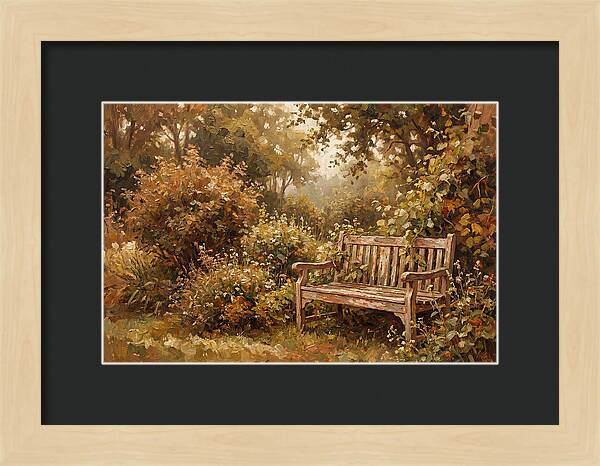 Garden Bench Nestled In Greenery