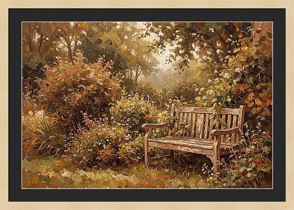 Garden Bench Nestled In Greenery