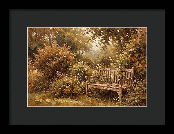 Garden Bench Nestled In Greenery