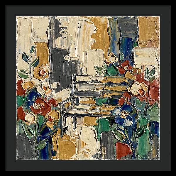 Garden Bench Surrounded By Blooms