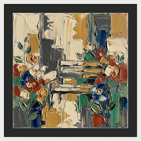 Garden Bench Surrounded By Blooms