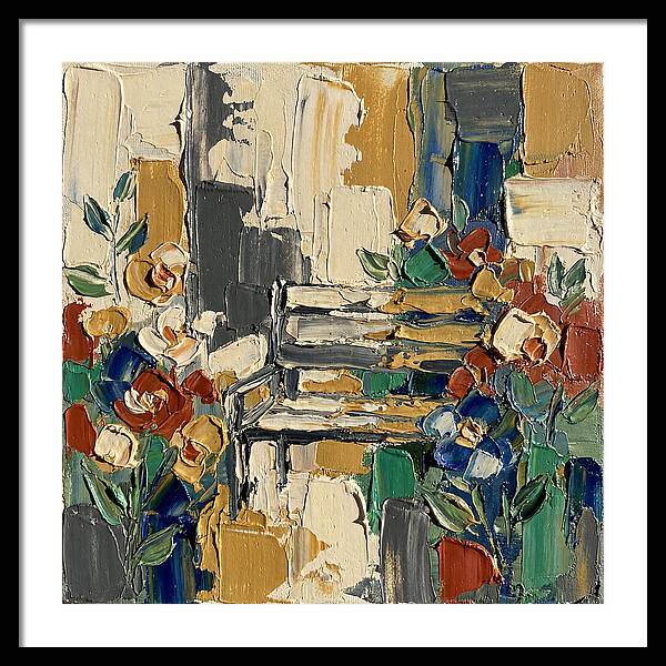 Garden Bench Surrounded By Blooms
