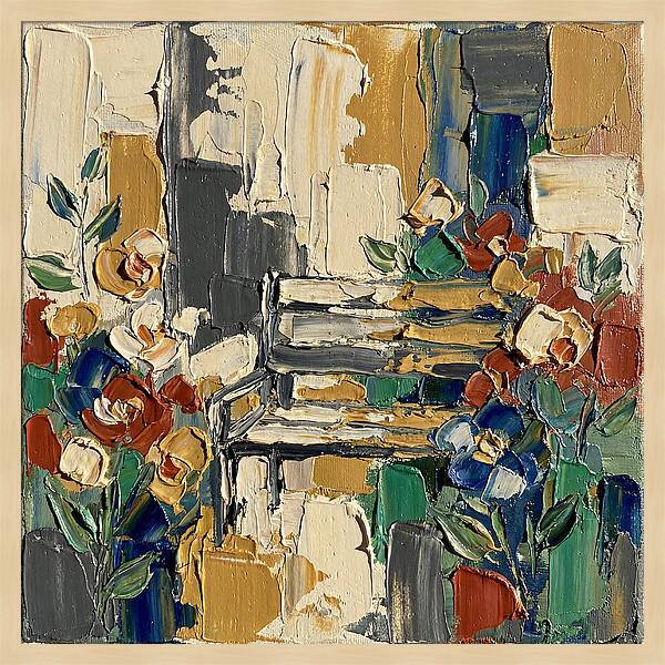 Garden Bench Surrounded By Blooms