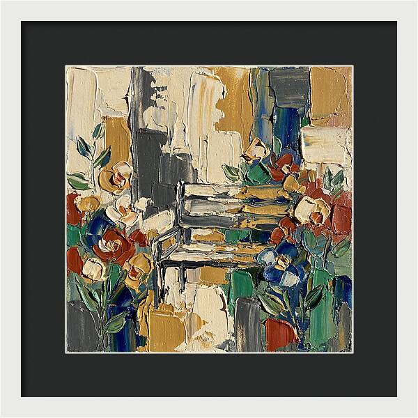 Garden Bench Surrounded By Blooms