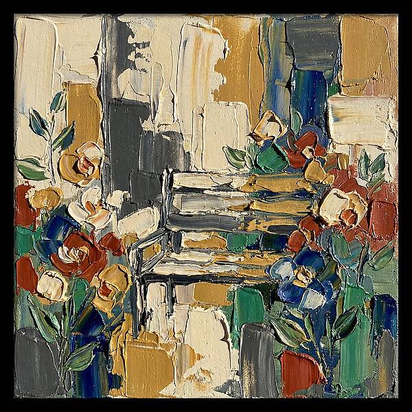 Garden Bench Surrounded By Blooms