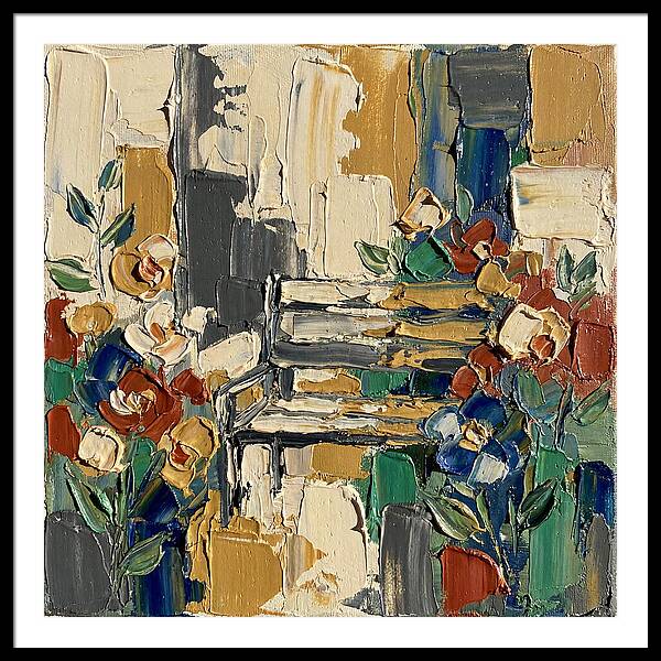 Garden Bench Surrounded By Blooms