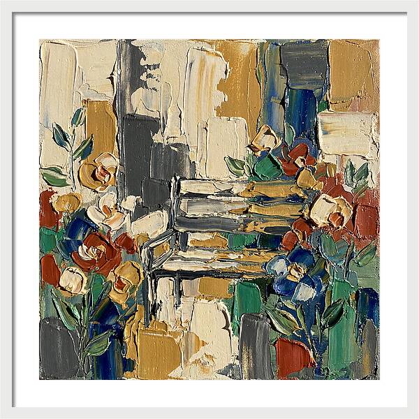 Garden Bench Surrounded By Blooms