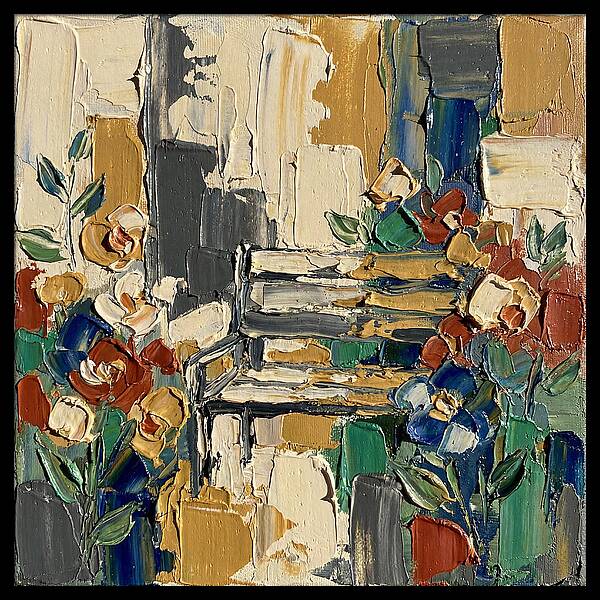 Garden Bench Surrounded By Blooms