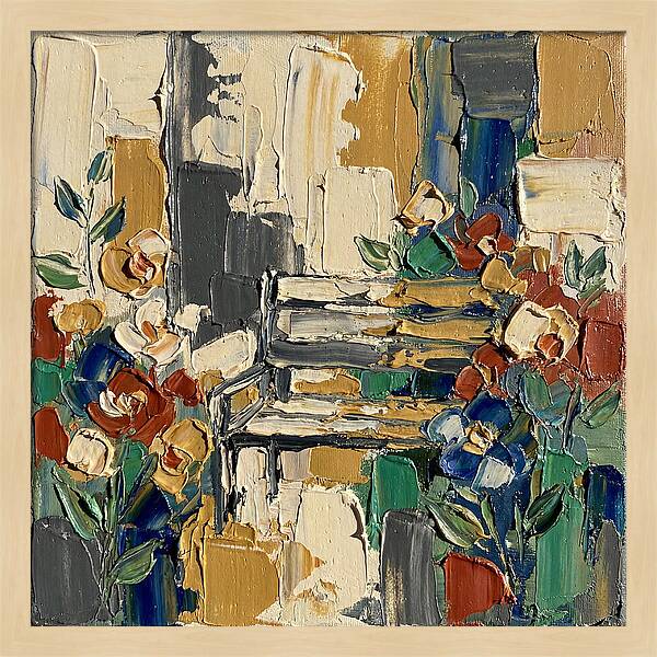 Garden Bench Surrounded By Blooms