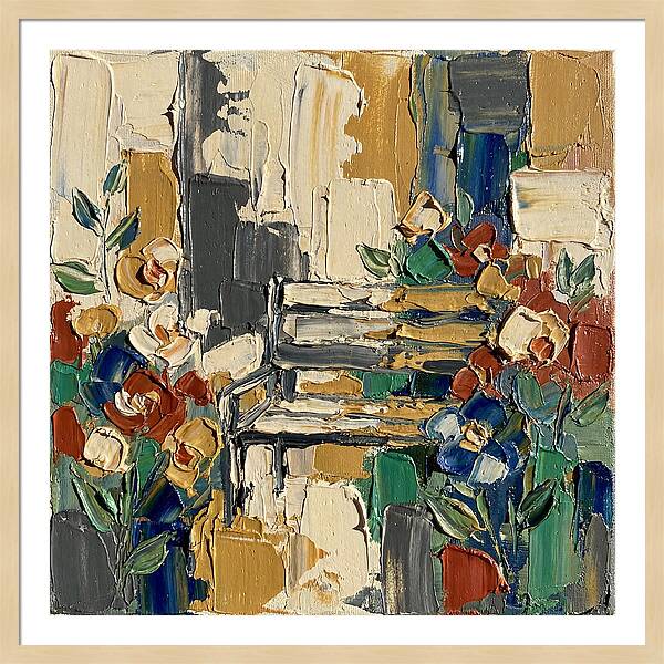 Garden Bench Surrounded By Blooms
