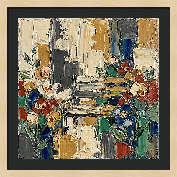 Garden Bench Surrounded By Blooms
