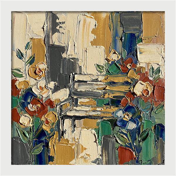 Garden Bench Surrounded By Blooms