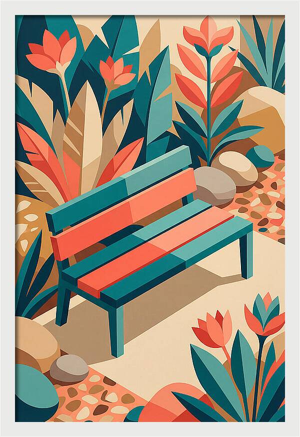 Garden Bench Surrounded By Nature