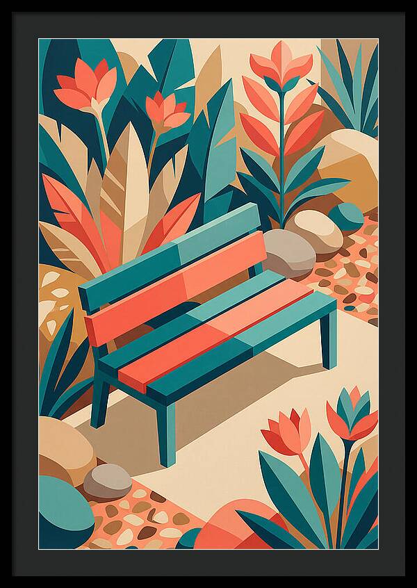 Garden Bench Surrounded By Nature