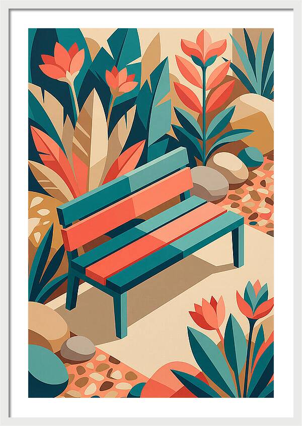 Garden Bench Surrounded By Nature