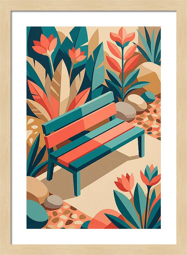 Garden Bench Surrounded By Nature