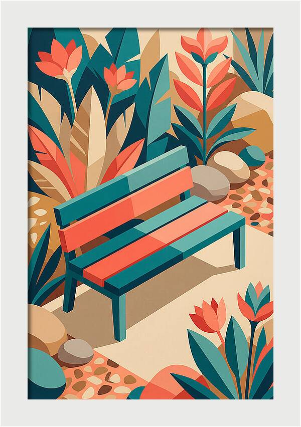 Garden Bench Surrounded By Nature