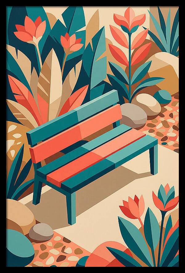 Garden Bench Surrounded By Nature