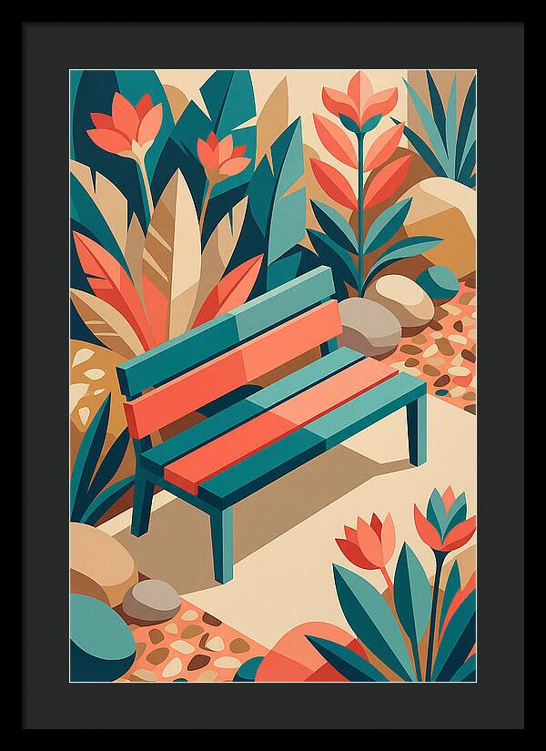 Garden Bench Surrounded By Nature