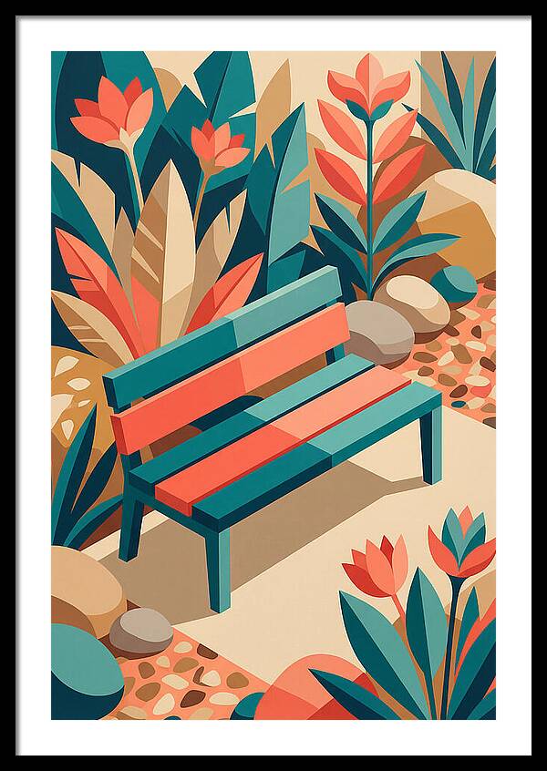 Garden Bench Surrounded By Nature