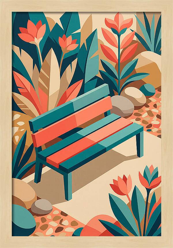 Garden Bench Surrounded By Nature