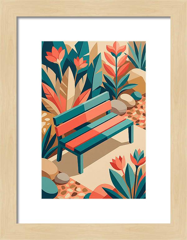 Garden Bench Surrounded By Nature
